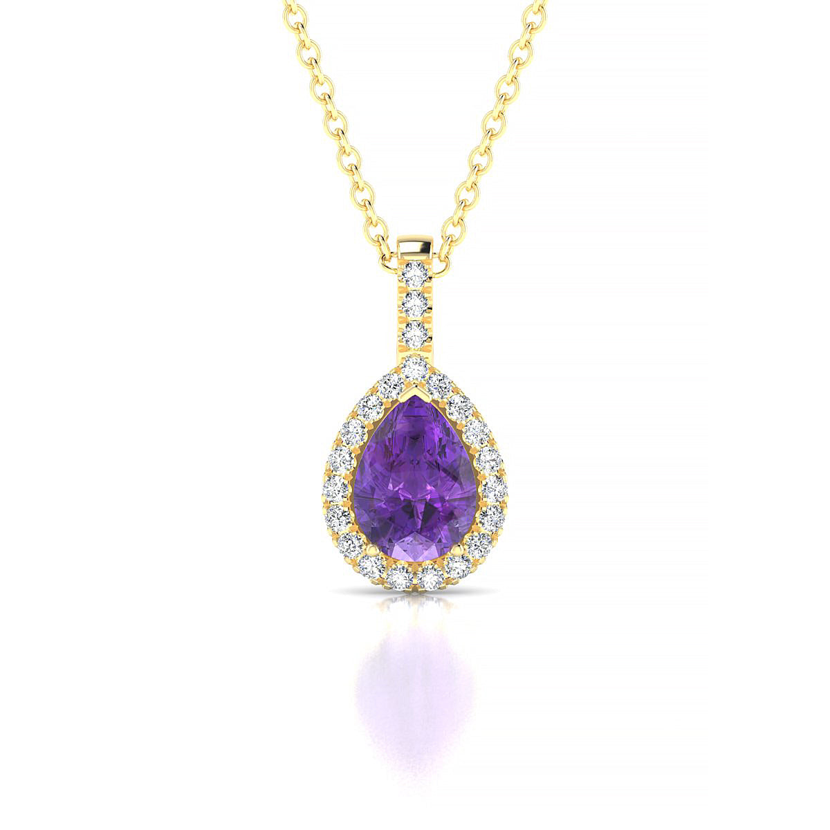 Sunrise | 18k Yellow Gold 7 x 5 mm Pear Amethyst Pendant