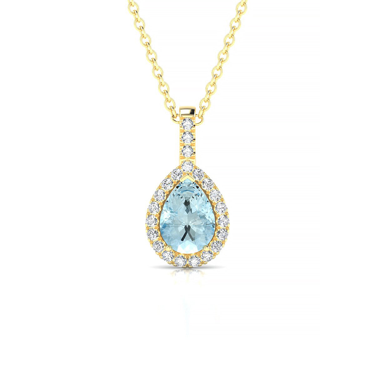 Sunrise | 18k Yellow Gold 7 x 5 mm Pear Aquamarine Pendant
