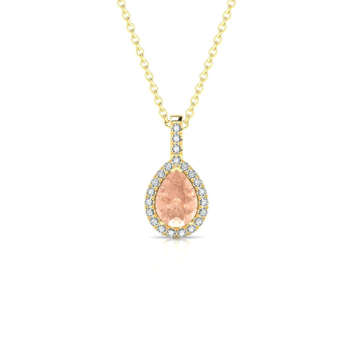 Sunrise | 18k Yellow Gold 7 x 5 mm Pear Morganite Pendant