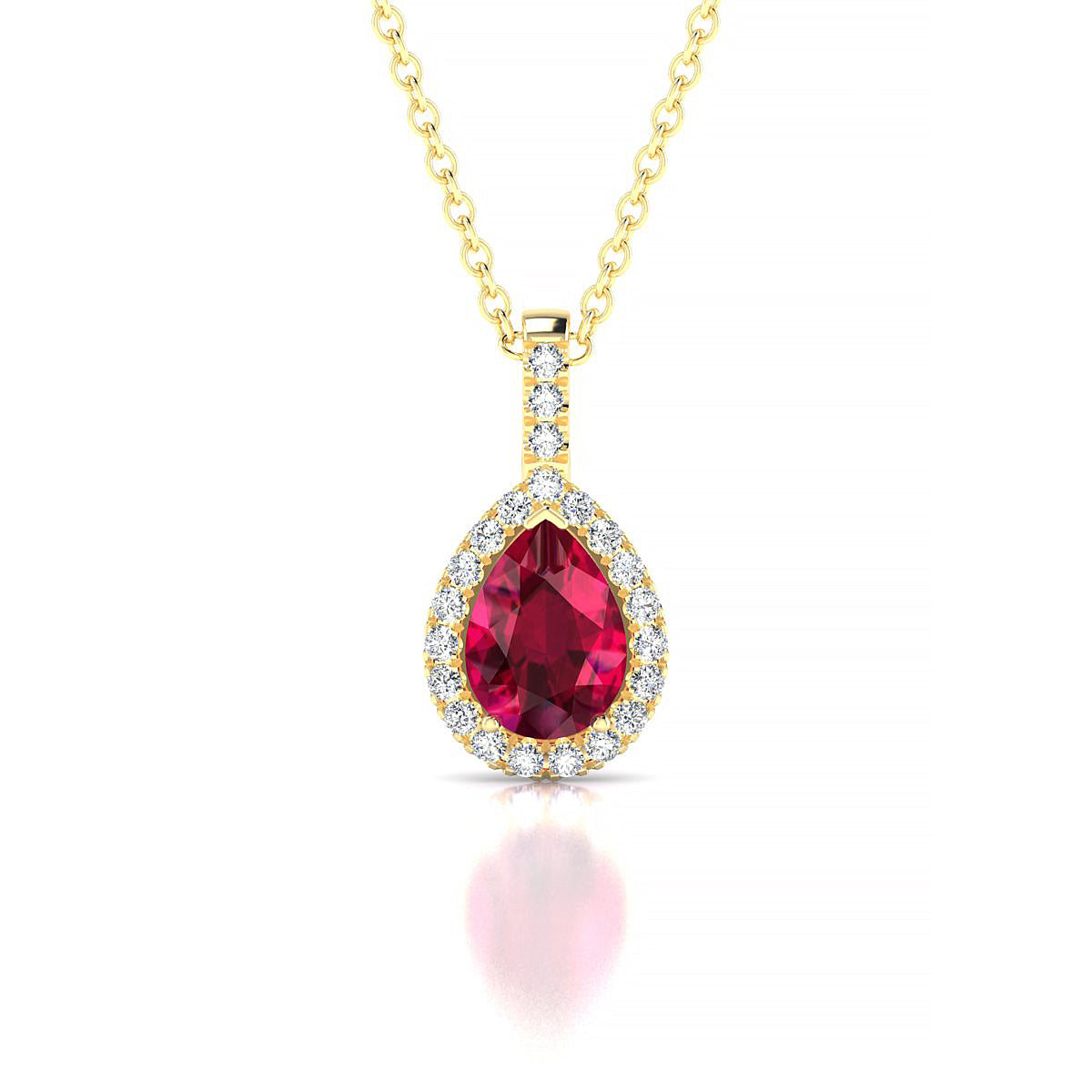 Sunrise | 18k Yellow Gold 7 x 5 mm Pear Ruby Pendant