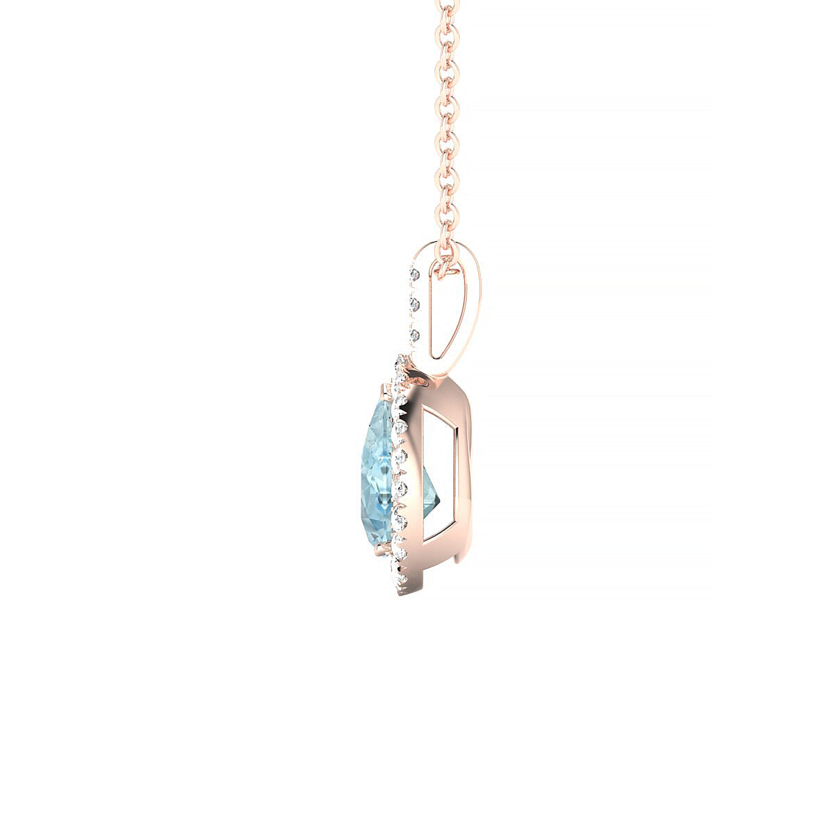 Sunrise | 18k Rose Gold 7 x 5 mm Pear Aquamarine Pendant