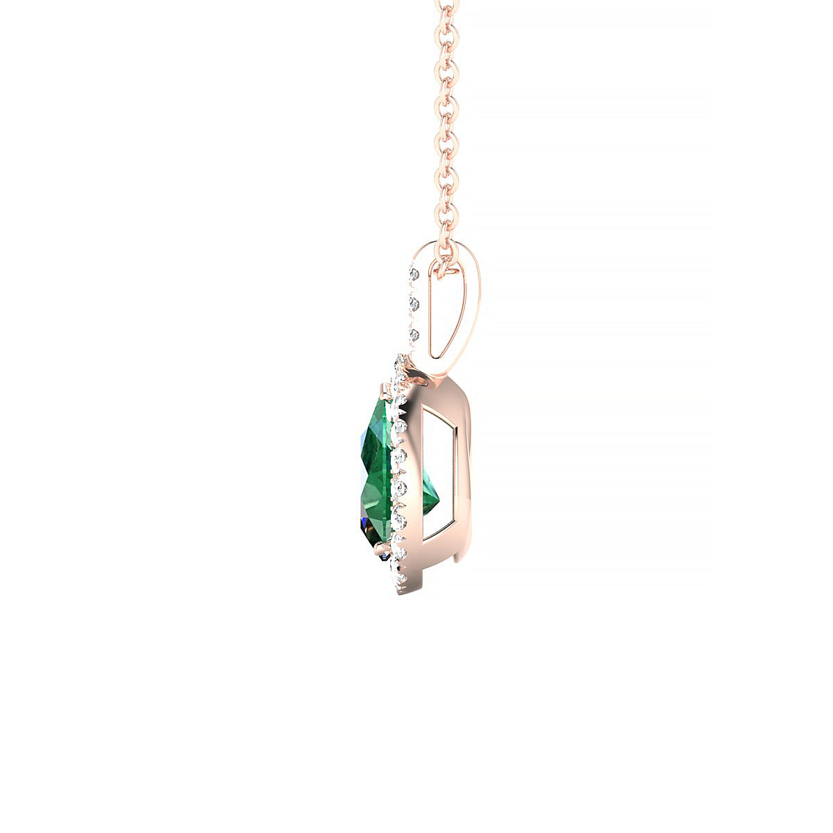 Sunrise | 18k Rose Gold 7 x 5 mm Pear Emerald Pendant