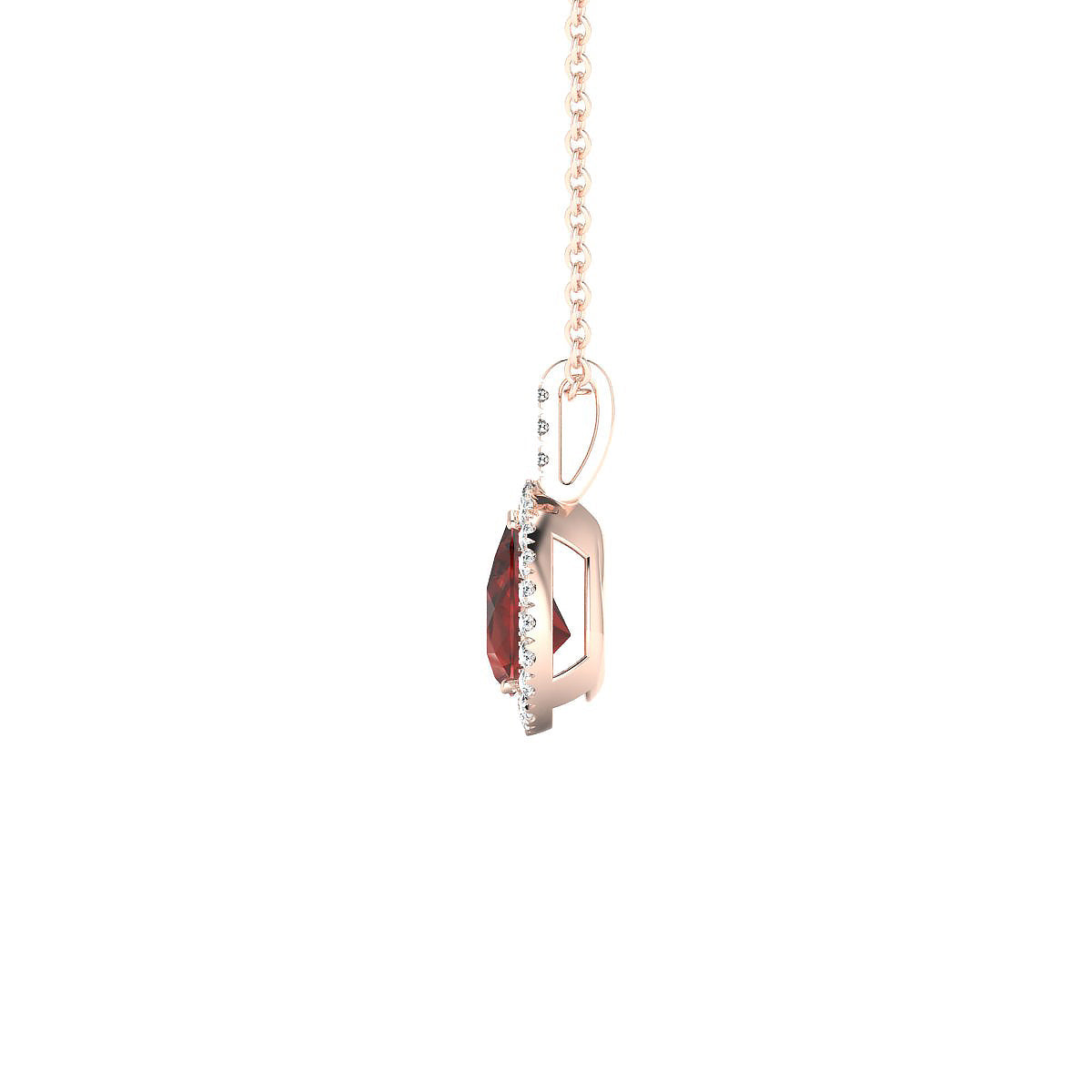 Sunrise | 18k Rose Gold 7 x 5 mm Pear Garnet Pendant