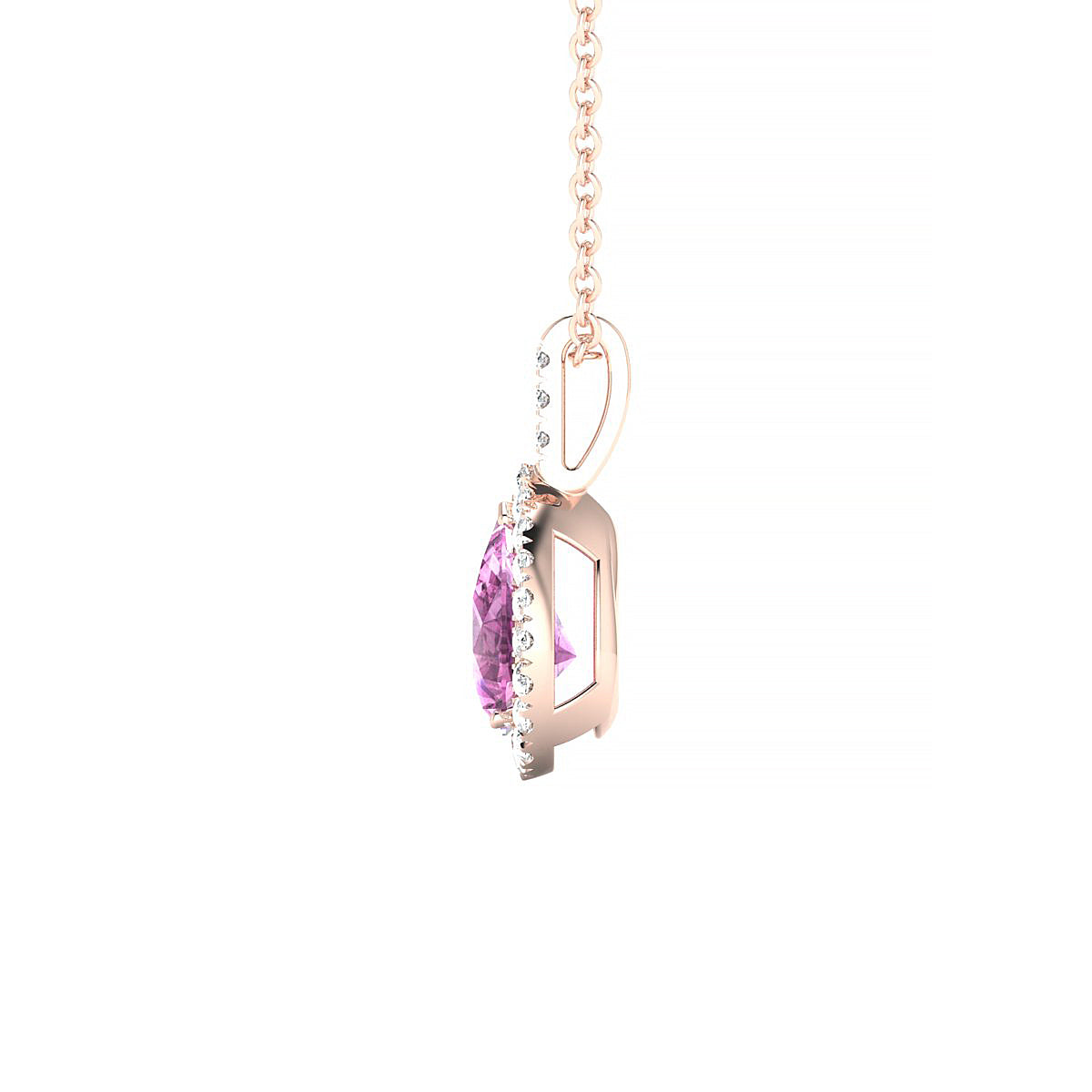 Sunrise | 18k Rose Gold 7 x 5 mm Pear Pink Sapphire Pendant