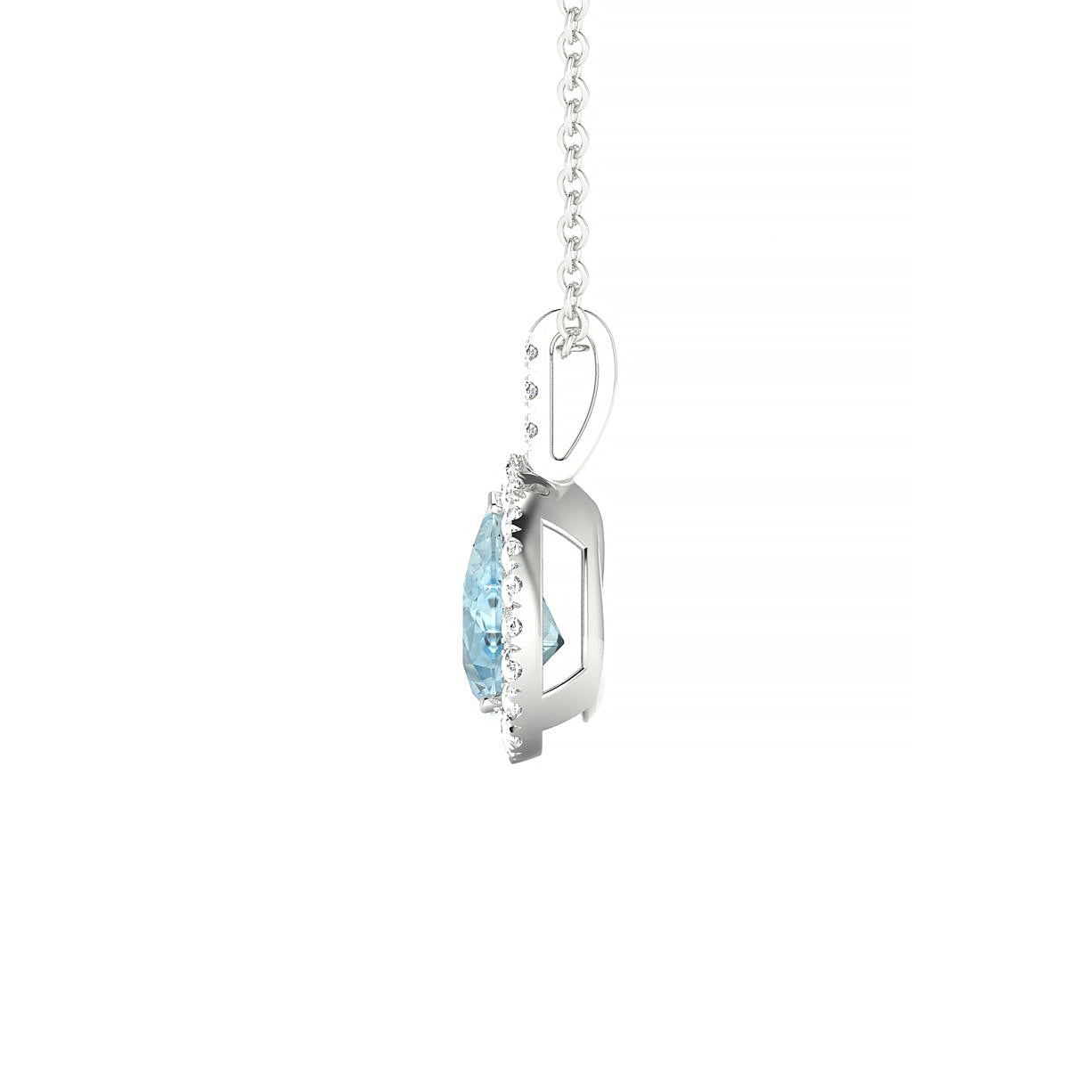 Sunrise | 18k White Gold 7 x 5 mm Pear Aquamarine Pendant