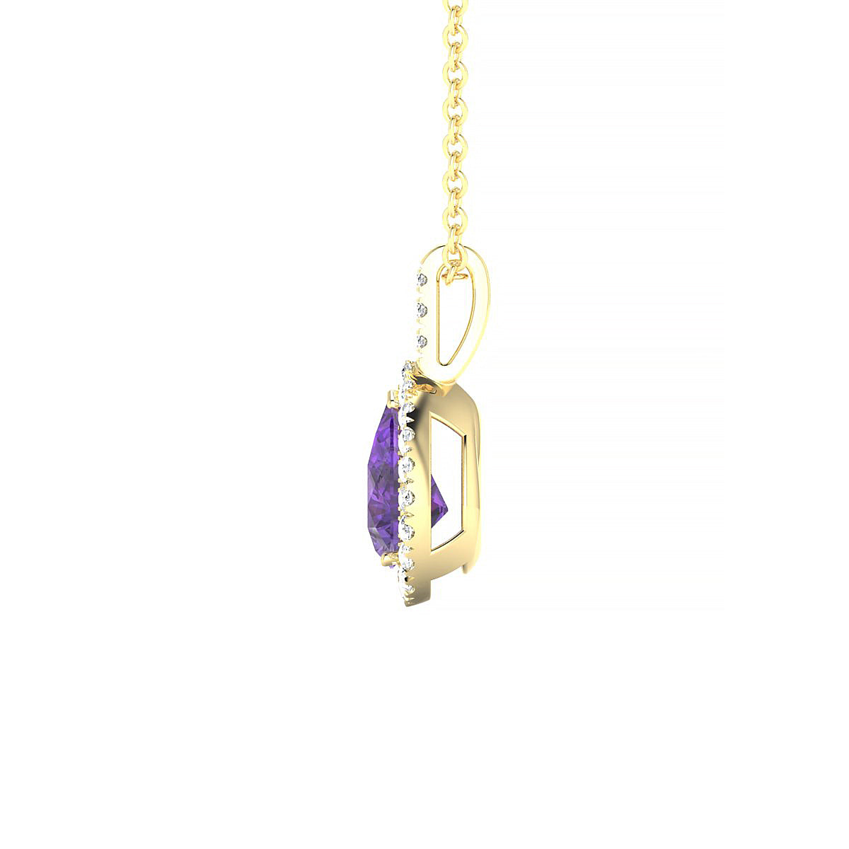Sunrise | 18k Yellow Gold 7 x 5 mm Pear Amethyst Pendant