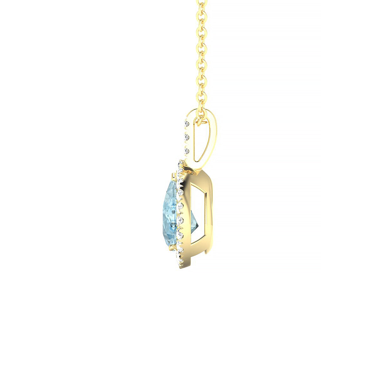 Sunrise | 18k Yellow Gold 7 x 5 mm Pear Aquamarine Pendant