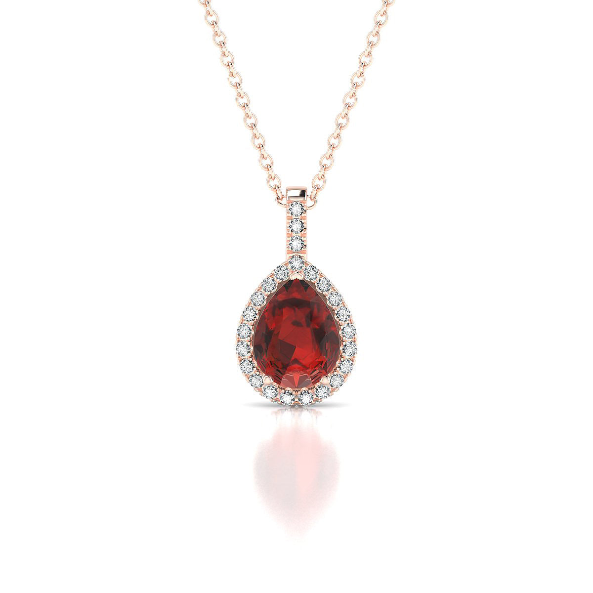 Sunrise | 18k Rose Gold 8 x 6 mm Pear Garnet Pendant
