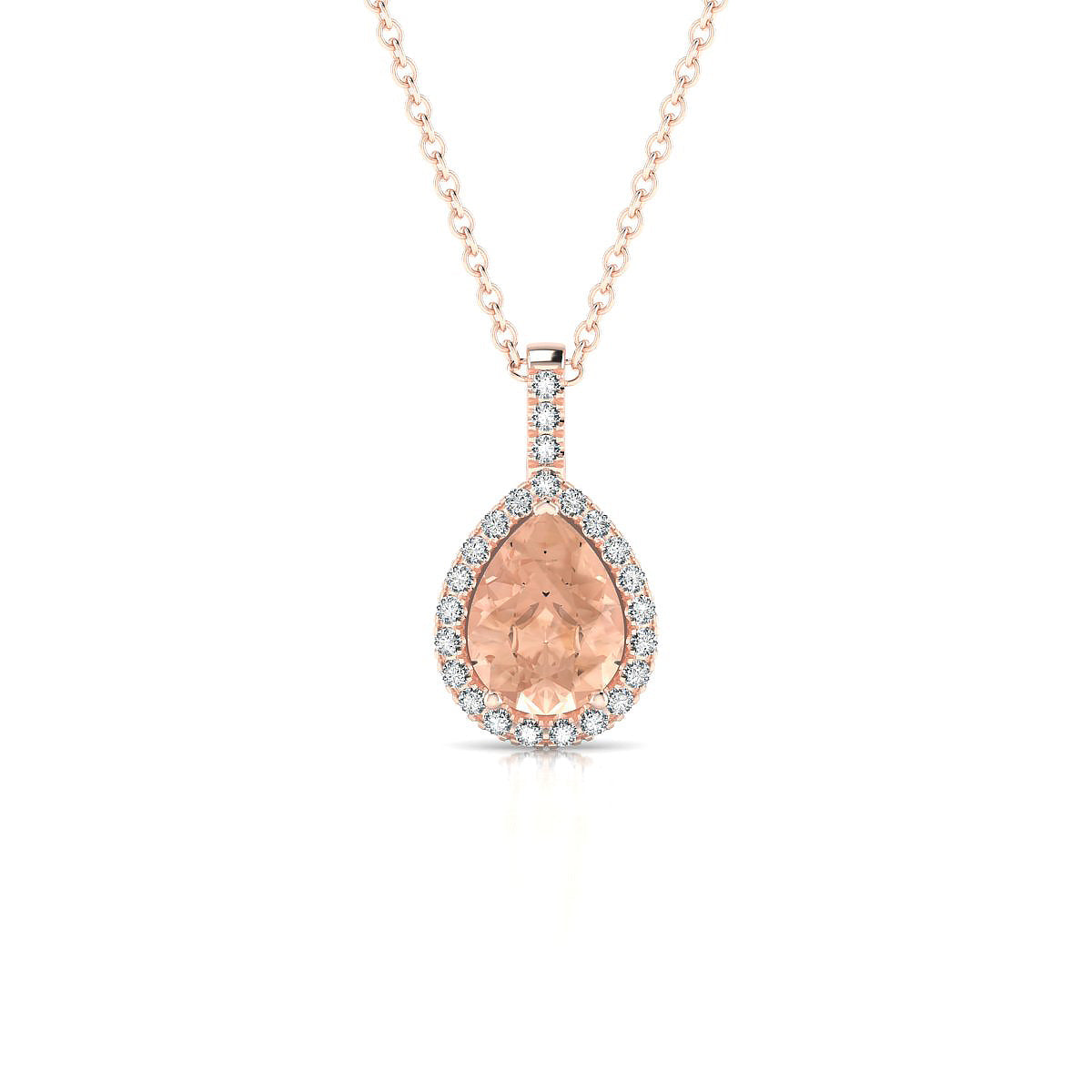 Sunrise | 18k Rose Gold 8 x 6 mm Pear Morganite Pendant