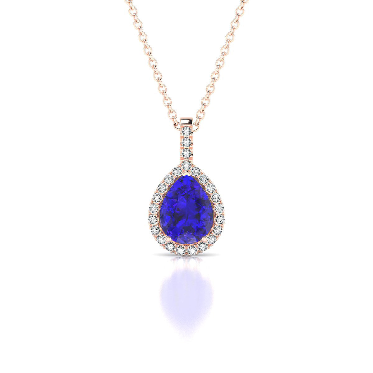 Sunrise | 18k Rose Gold 8 x 6 mm Pear Tanzanite Pendant
