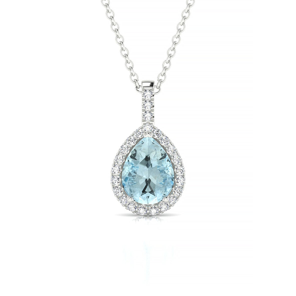 Sunrise | 18k White Gold 8 x 6 mm Pear Aquamarine Pendant