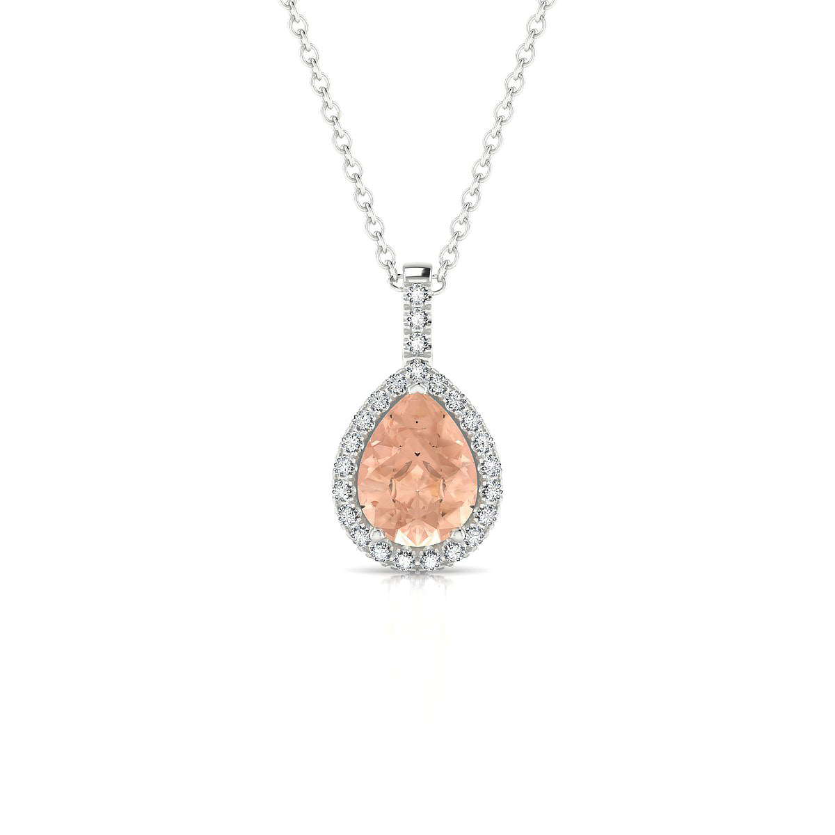 Sunrise | 18k White Gold 8 x 6 mm Pear Morganite Pendant