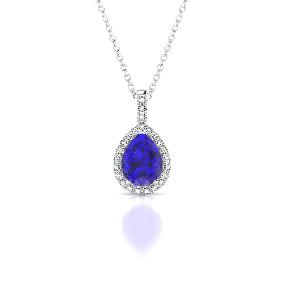 Sunrise | 18k White Gold 8 x 6 mm Pear Tanzanite Pendant