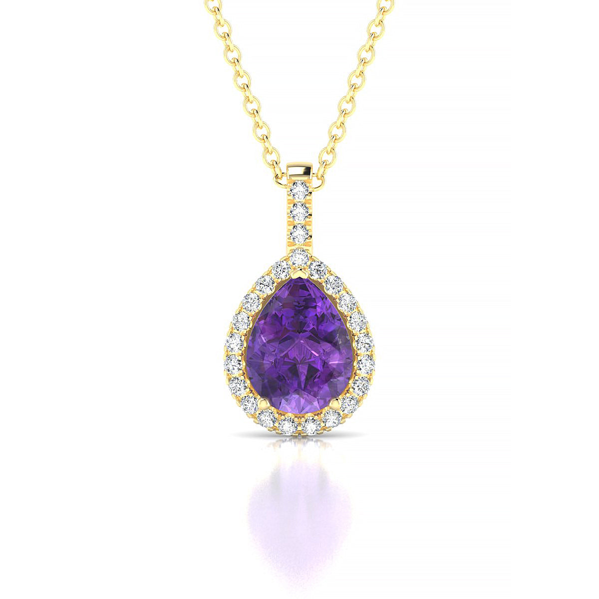 Sunrise | 18k Yellow Gold 8 x 6 mm Pear Amethyst Pendant
