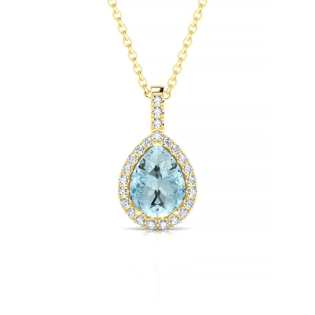 Sunrise | 18k Yellow Gold 8 x 6 mm Pear Aquamarine Pendant