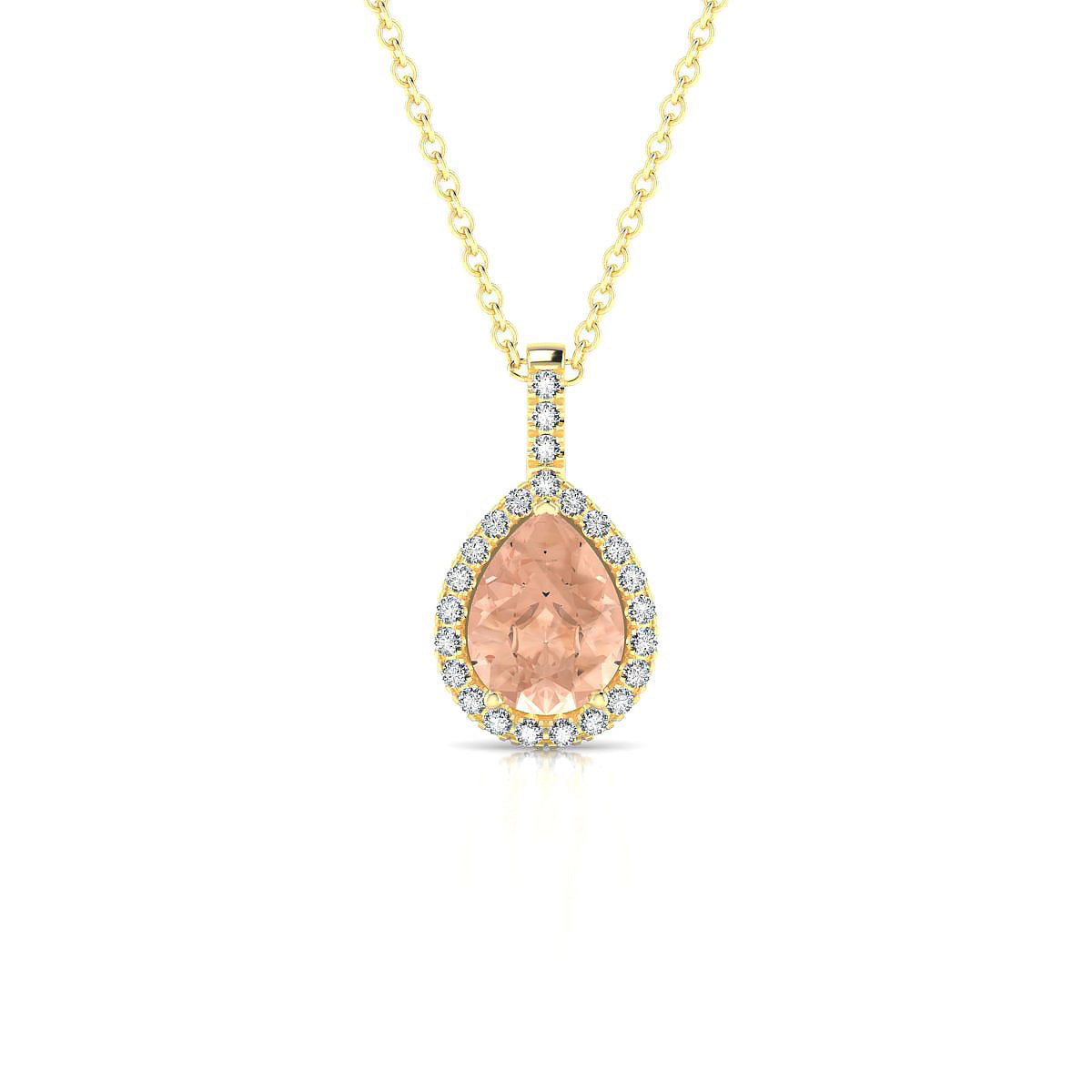 Sunrise | 18k Yellow Gold 8 x 6 mm Pear Morganite Pendant