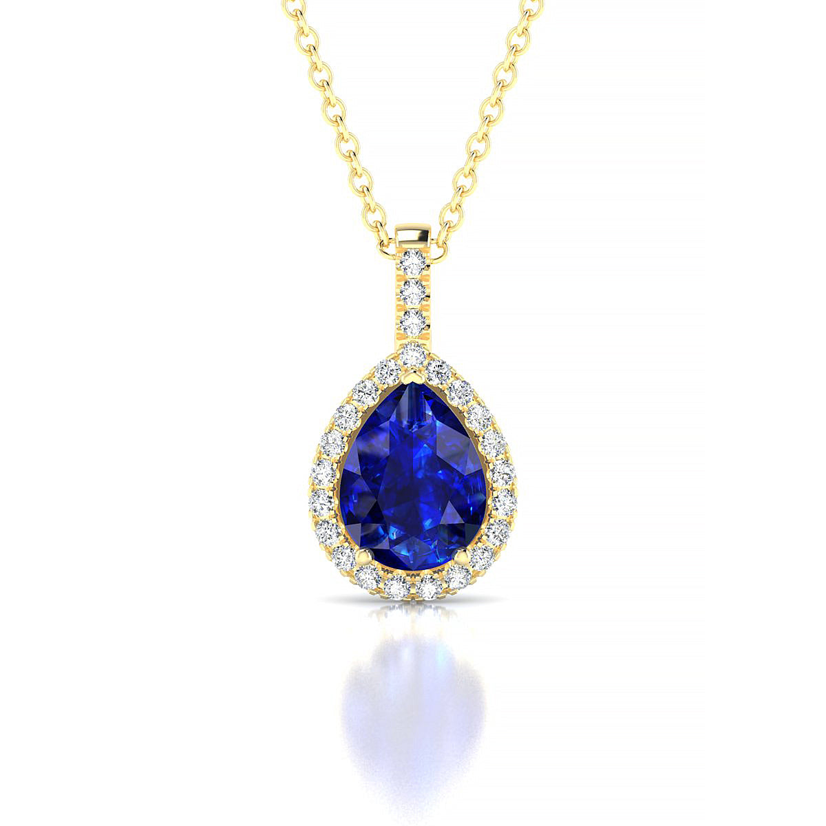 Sunrise | 18k Yellow Gold 8 x 6 mm Pear Sapphire Pendant