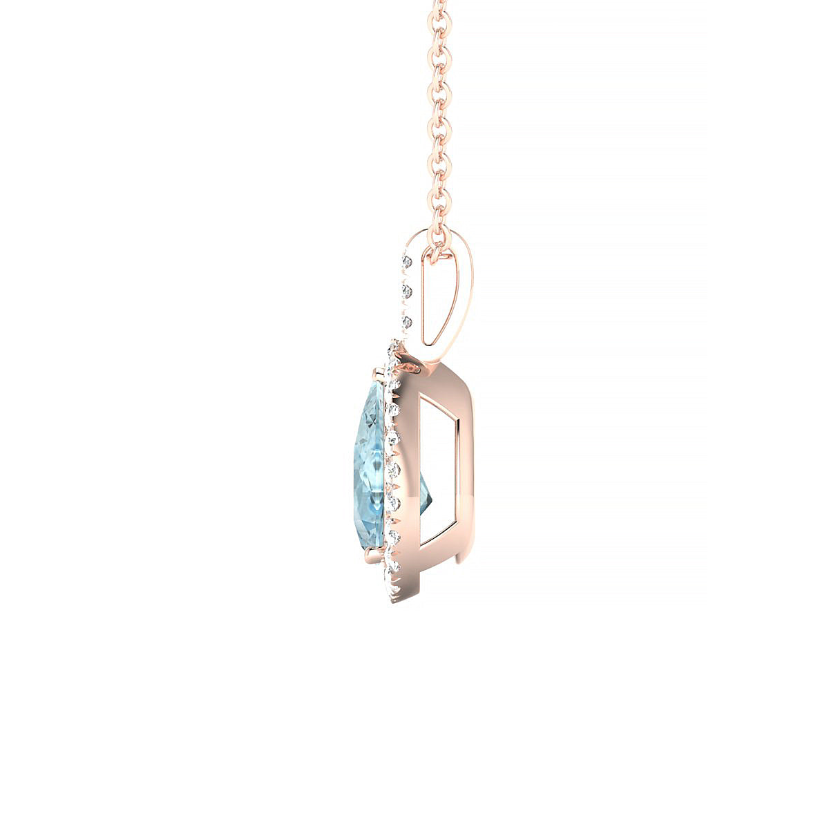 Sunrise | 18k Rose Gold 8 x 6 mm Pear Aquamarine Pendant