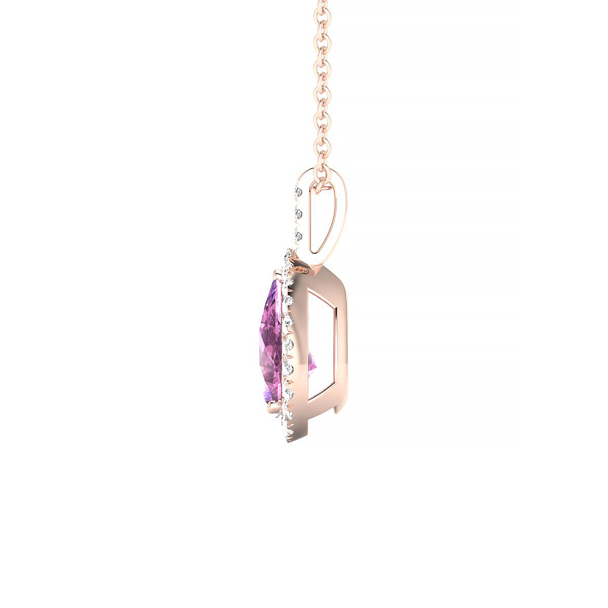 Sunrise | 18k Rose Gold 8 x 6 mm Pear Pink Sapphire Pendant