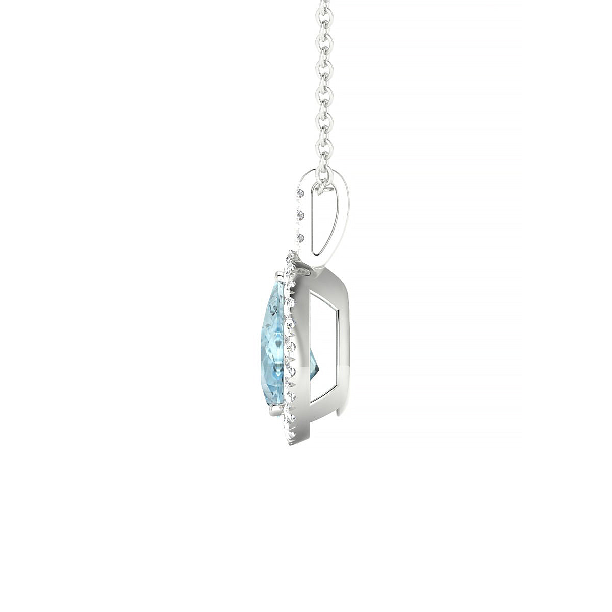 Sunrise | 18k White Gold 8 x 6 mm Pear Aquamarine Pendant