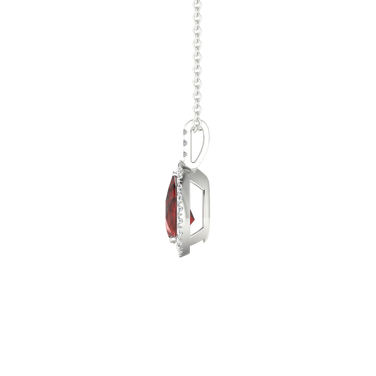 Sunrise | 18k White Gold 8 x 6 mm Pear Garnet Pendant