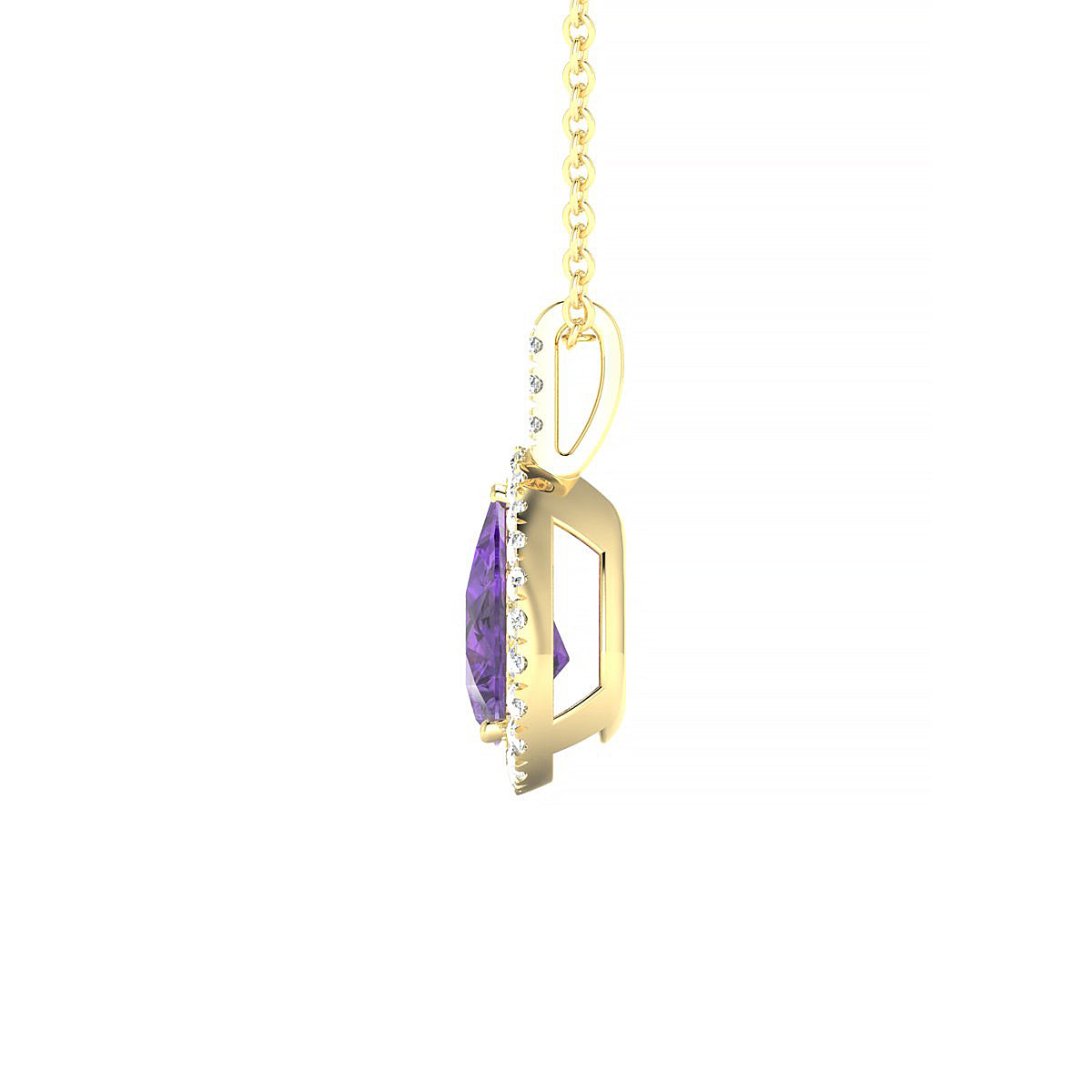 Sunrise | 18k Yellow Gold 8 x 6 mm Pear Amethyst Pendant