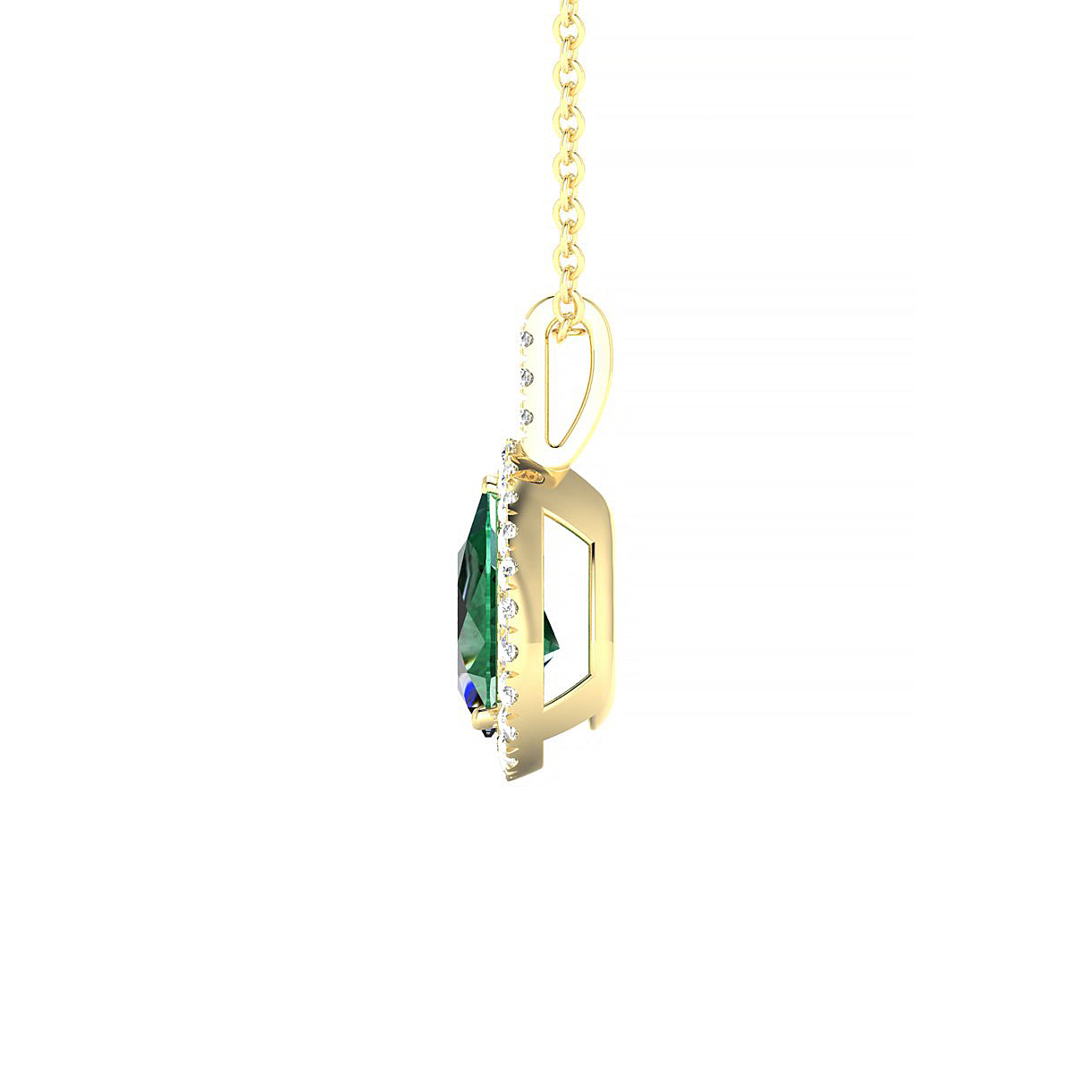 Sunrise | 18k Yellow Gold 8 x 6 mm Pear Emerald Pendant