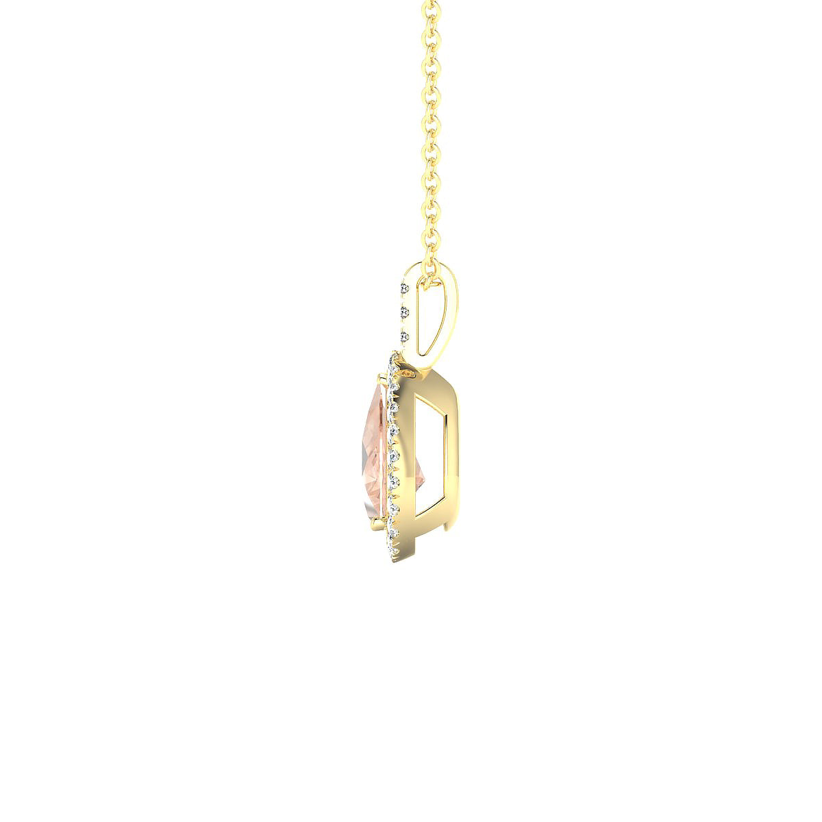 Sunrise | 18k Yellow Gold 8 x 6 mm Pear Morganite Pendant