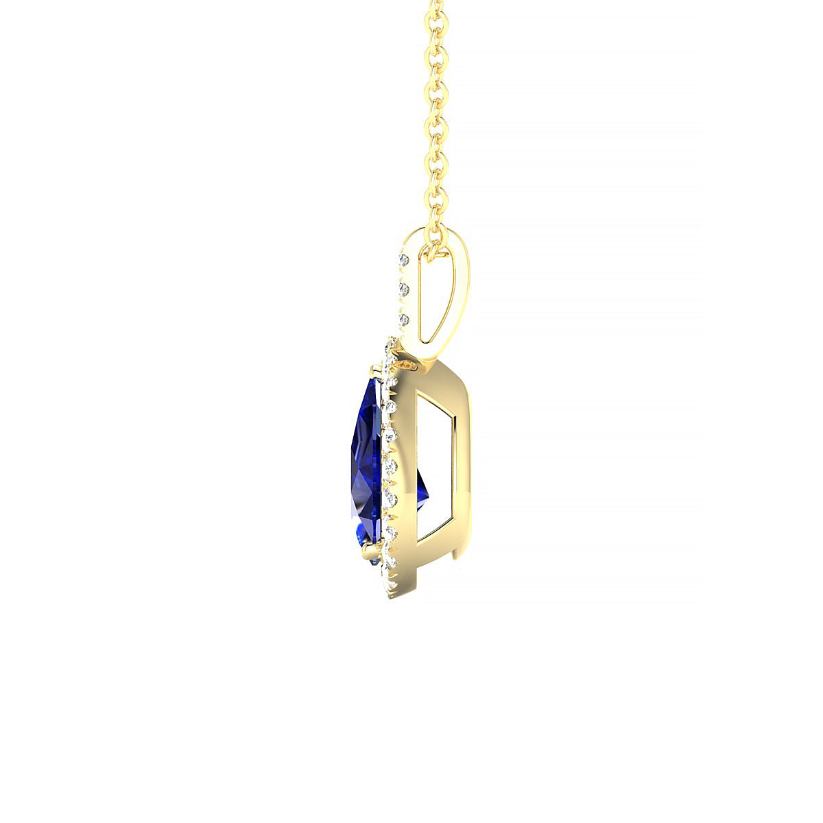 Sunrise | 18k Yellow Gold 8 x 6 mm Pear Sapphire Pendant