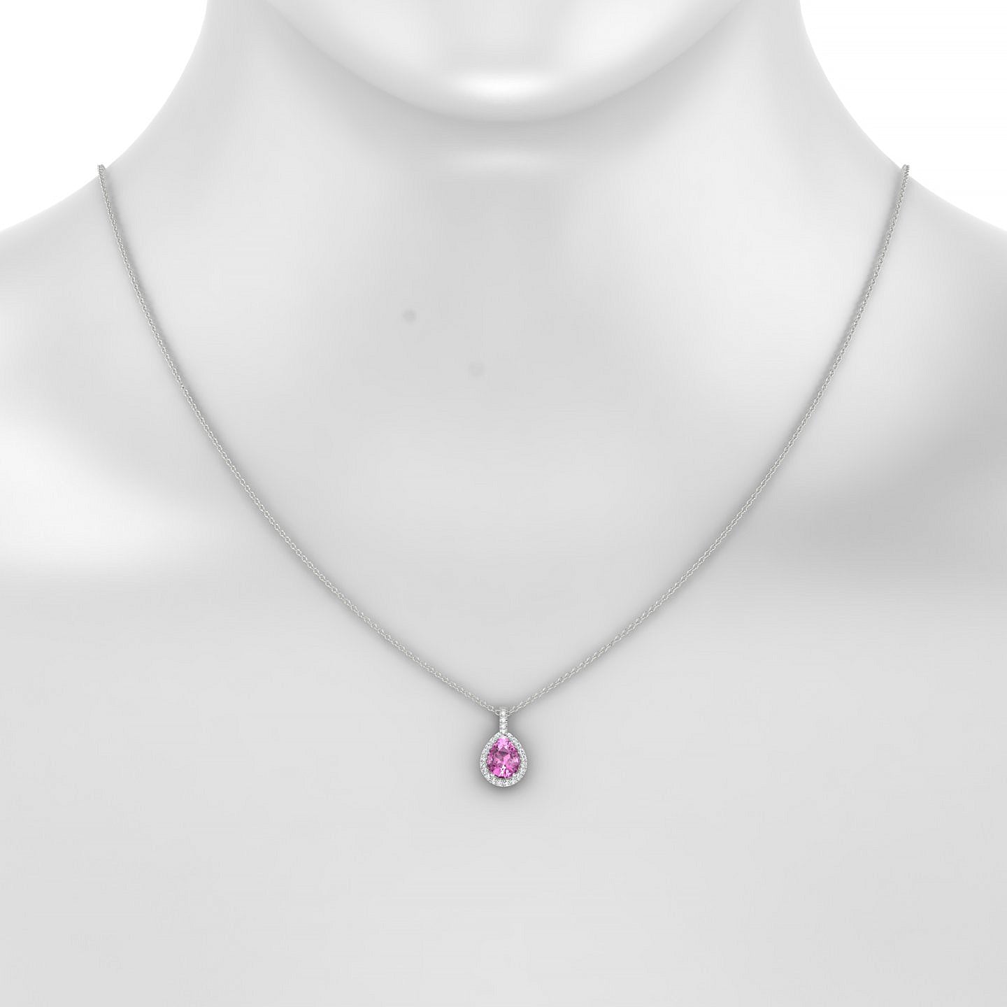 Sunrise | 18k White Gold 8 x 6 mm Pear Pink Sapphire Pendant