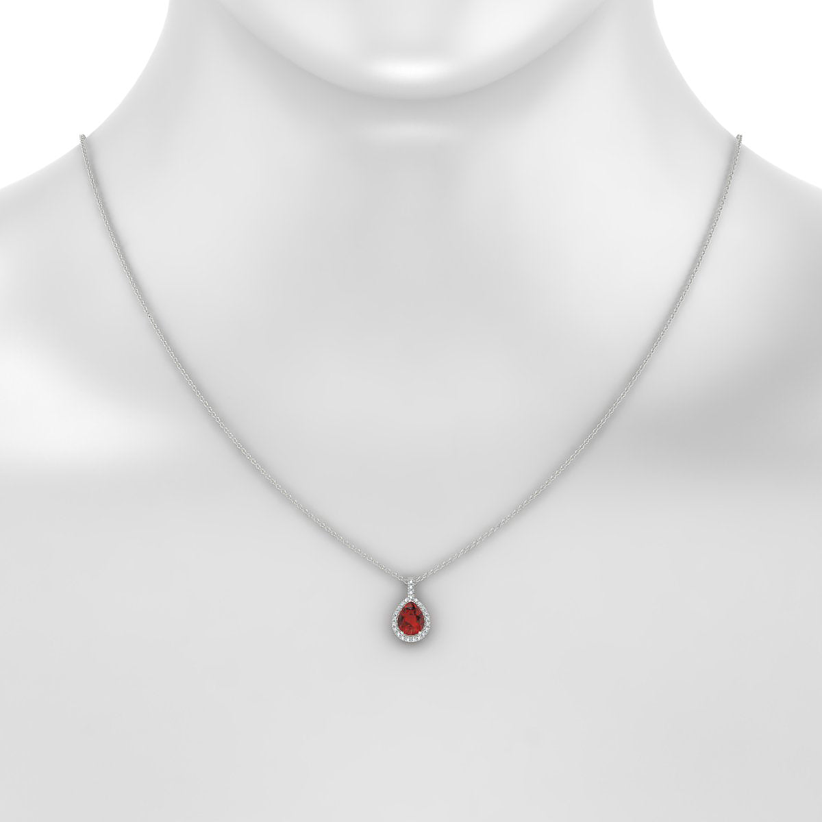 Sunrise | 18k White Gold 8 x 6 mm Pear Garnet Pendant
