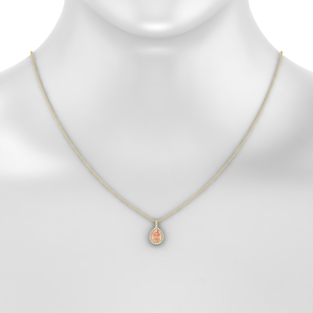 Sunrise | 18k Yellow Gold 8 x 6 mm Pear Morganite Pendant