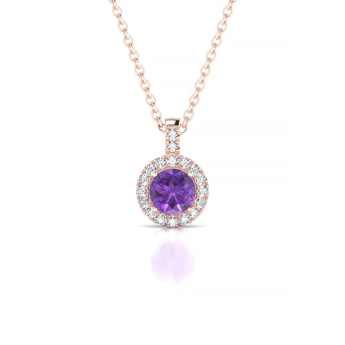 Sunrise | 18k Rose Gold 4.5 mm Round Amethyst Pendant