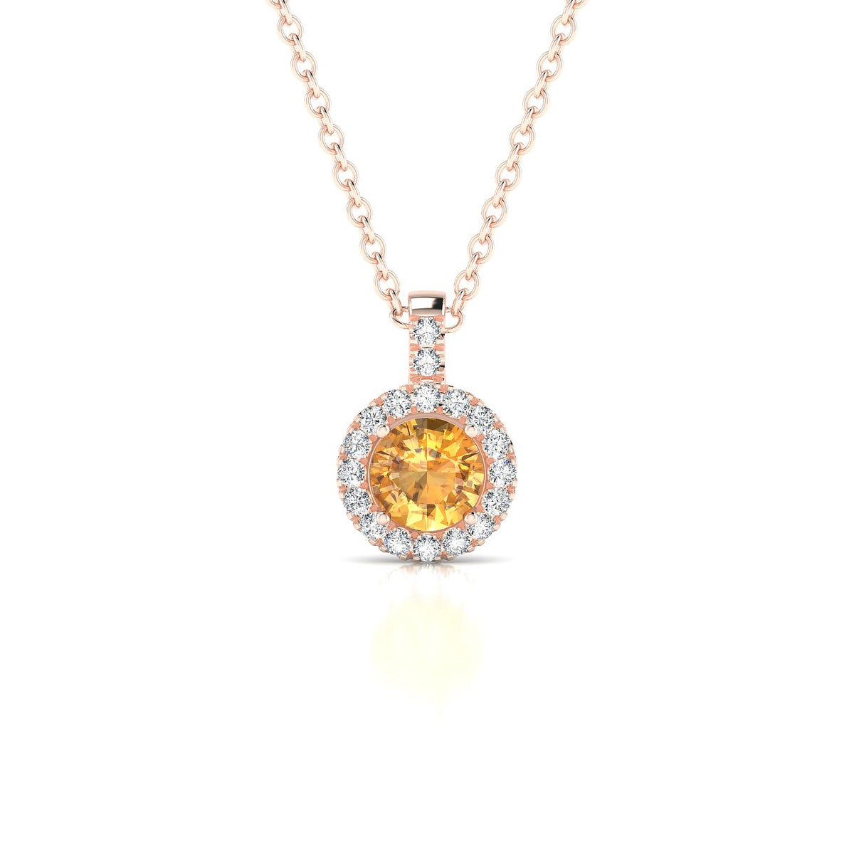 Sunrise | 18k Rose Gold 4.5 mm Round Citrine Pendant