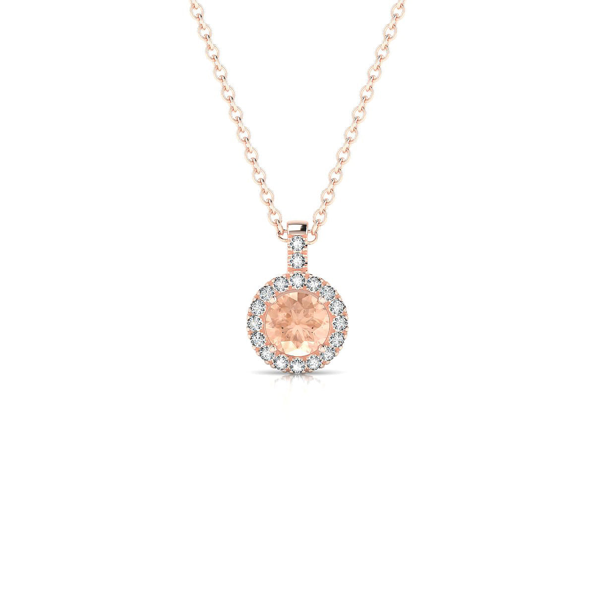 Sunrise | 18k Rose Gold 4.5 mm Round Morganite Pendant