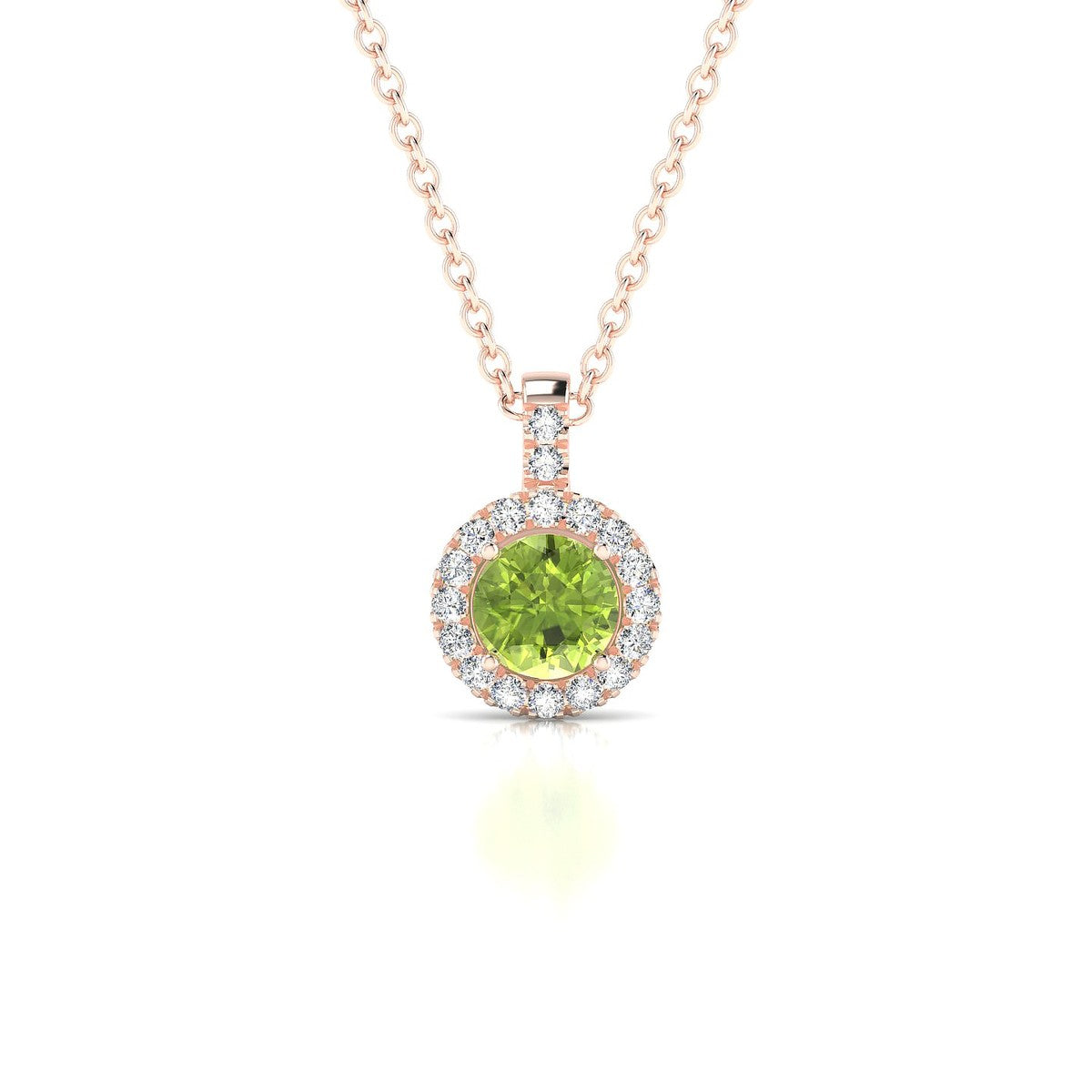 Sunrise | 18k Rose Gold 4.5 mm Round Peridot Pendant
