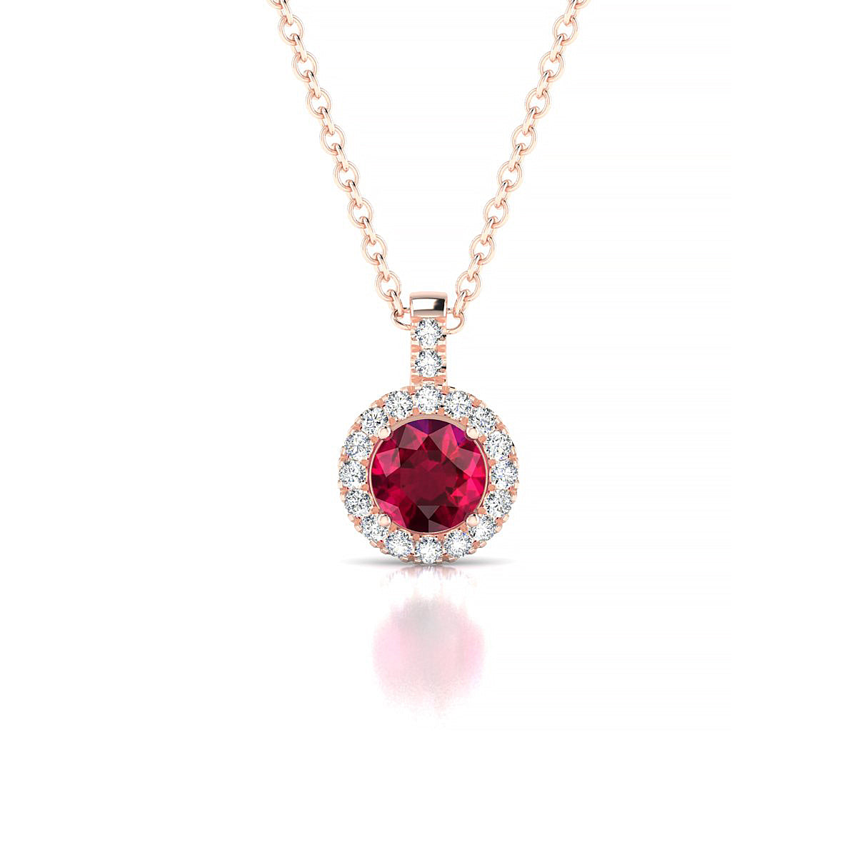 Sunrise | 18k Rose Gold 4.5 mm Round Ruby Pendant