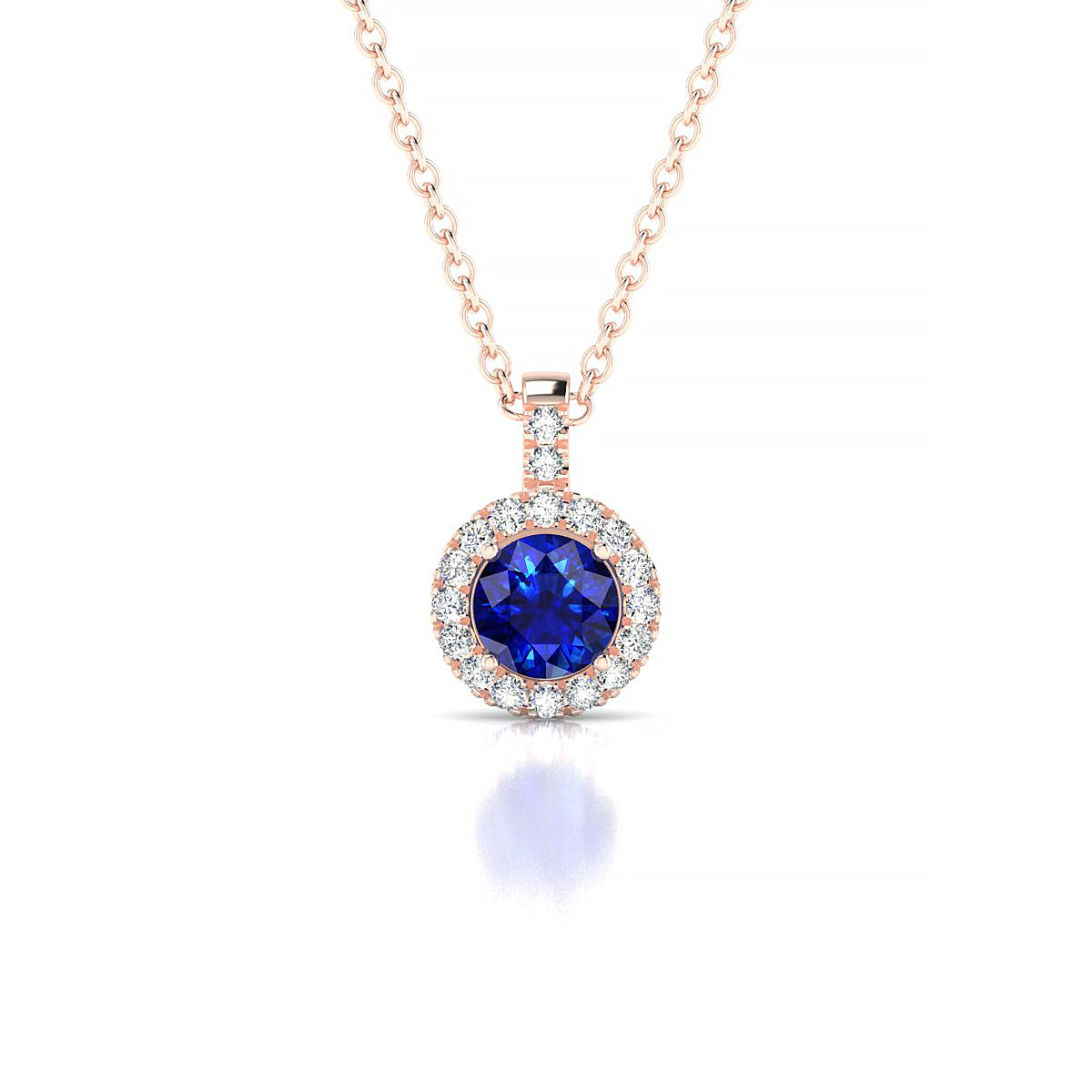 Sunrise | 18k Rose Gold 4.5 mm Round Sapphire Pendant