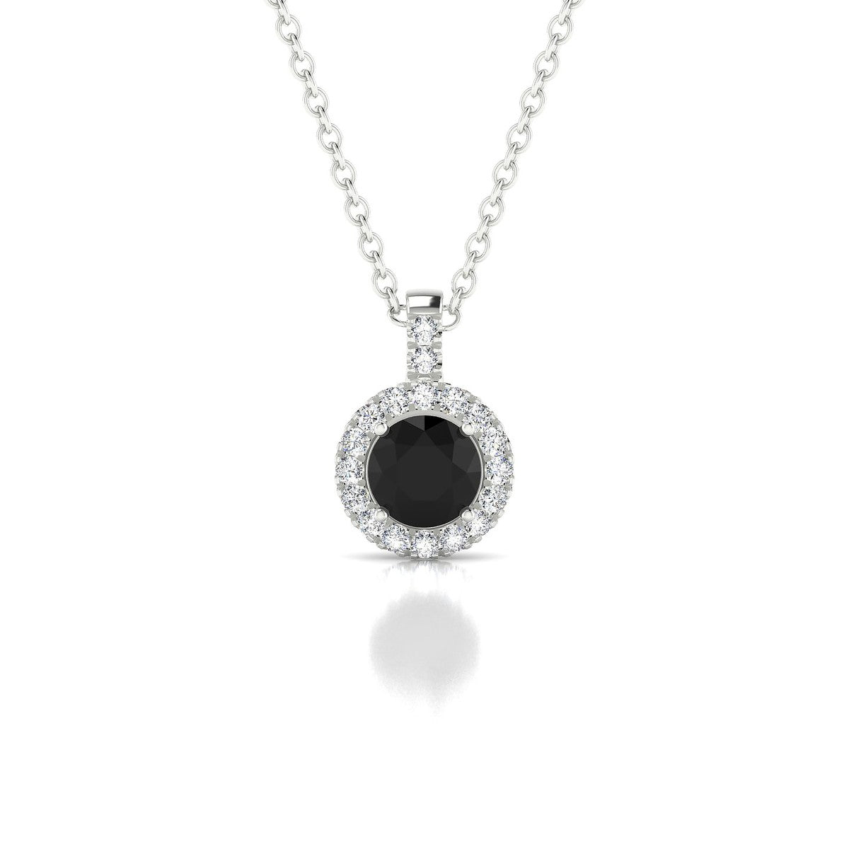 Sunrise | 18k White Gold 4.5 mm Round Black Diamond Pendant