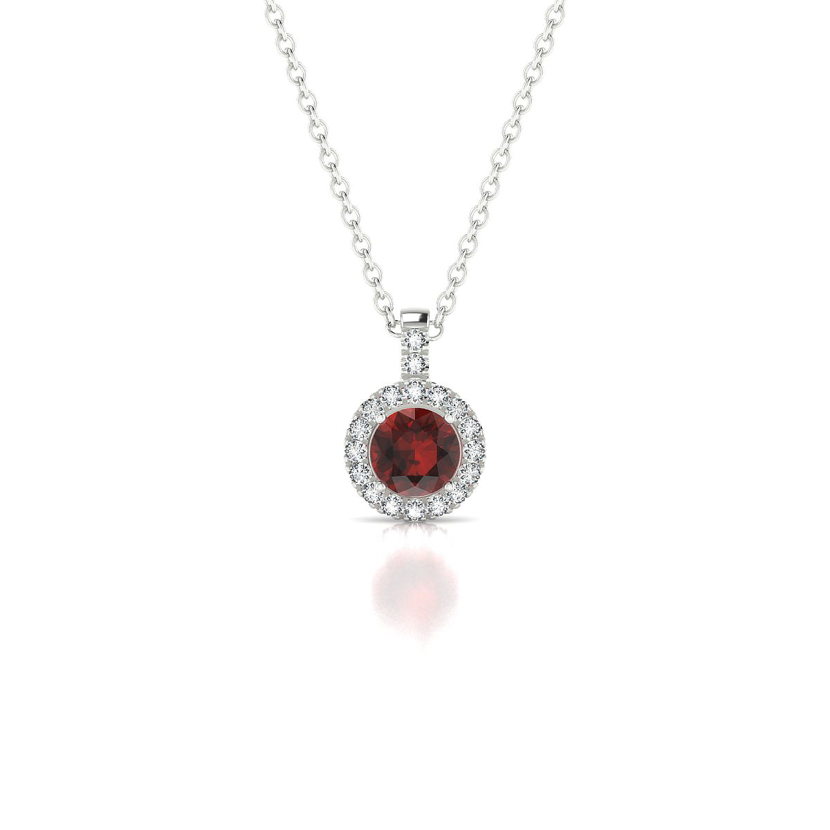 Sunrise | 18k White Gold 4.5 mm Round Garnet Pendant
