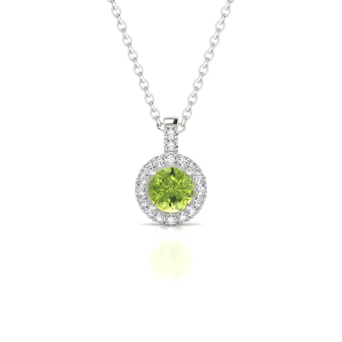 Sunrise | 18k White Gold 4.5 mm Round Peridot Pendant