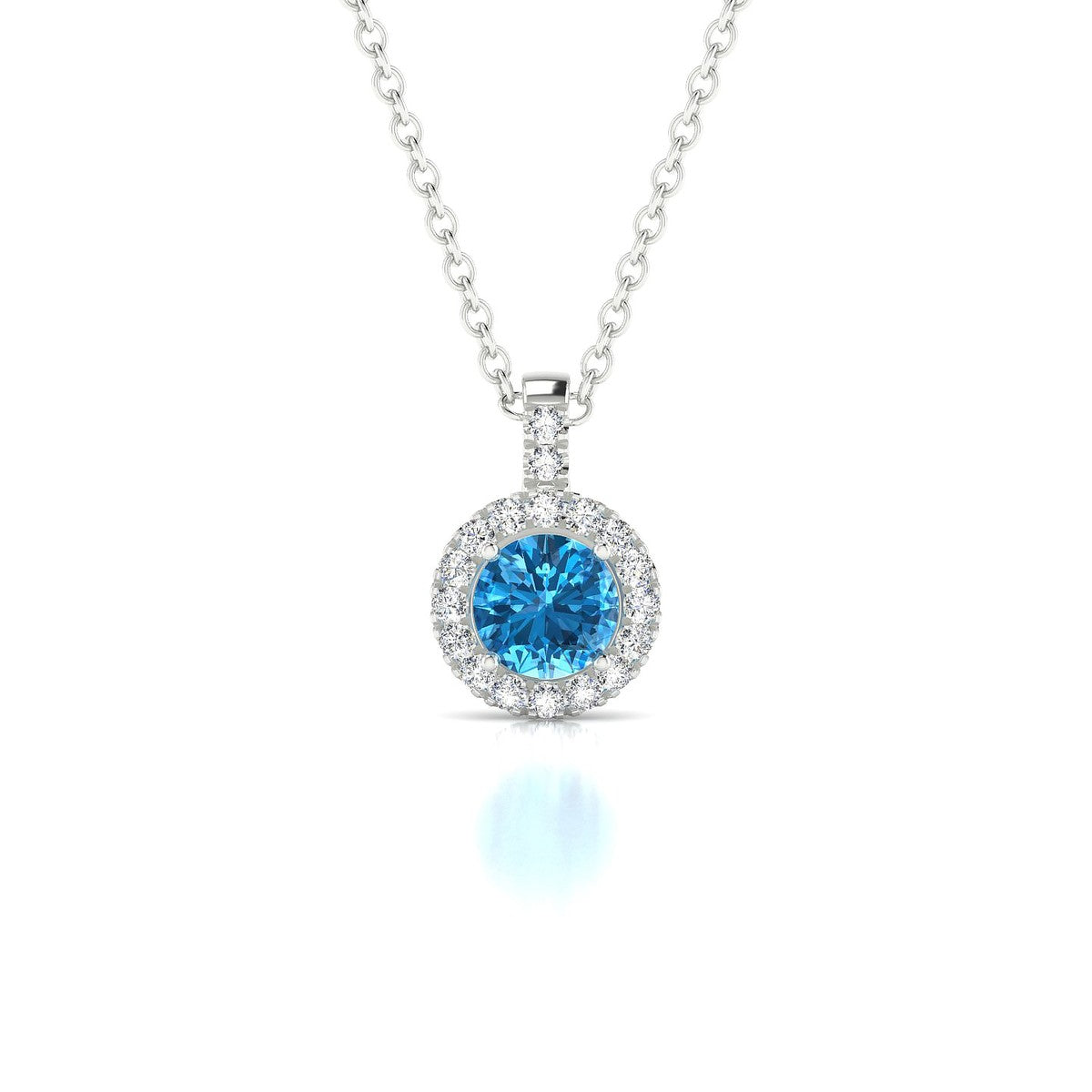 Sunrise | 18k White Gold 4.5 mm Round Topaz Pendant