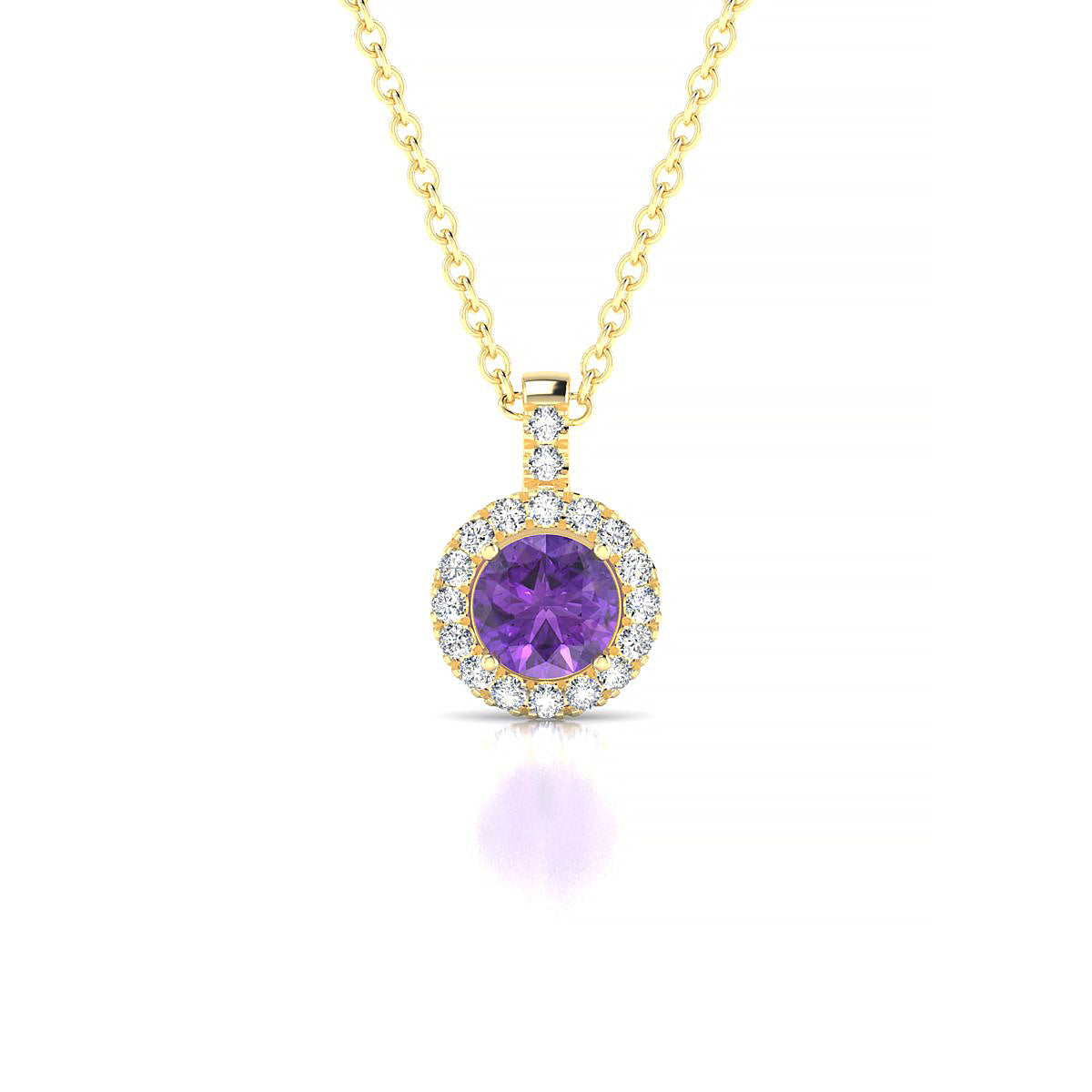 Sunrise | 18k Yellow Gold 4.5 mm Round Amethyst Pendant