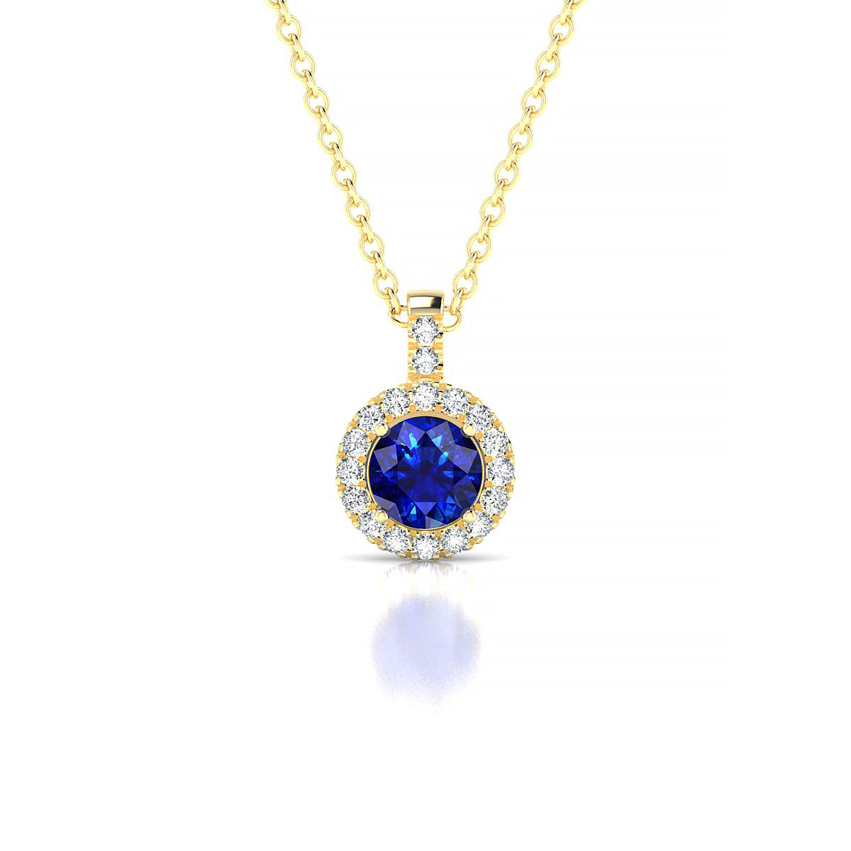 Sunrise | 18k Yellow Gold 4.5 mm Round Sapphire Pendant