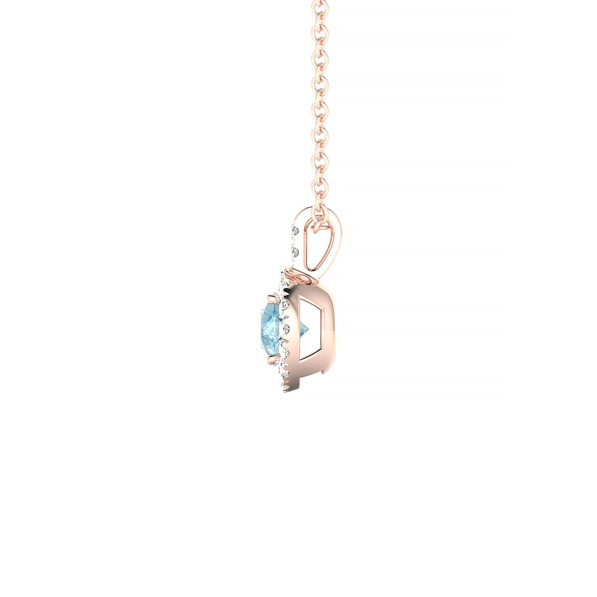 Sunrise | 18k Rose Gold 4.5 mm Round Aquamarine Pendant