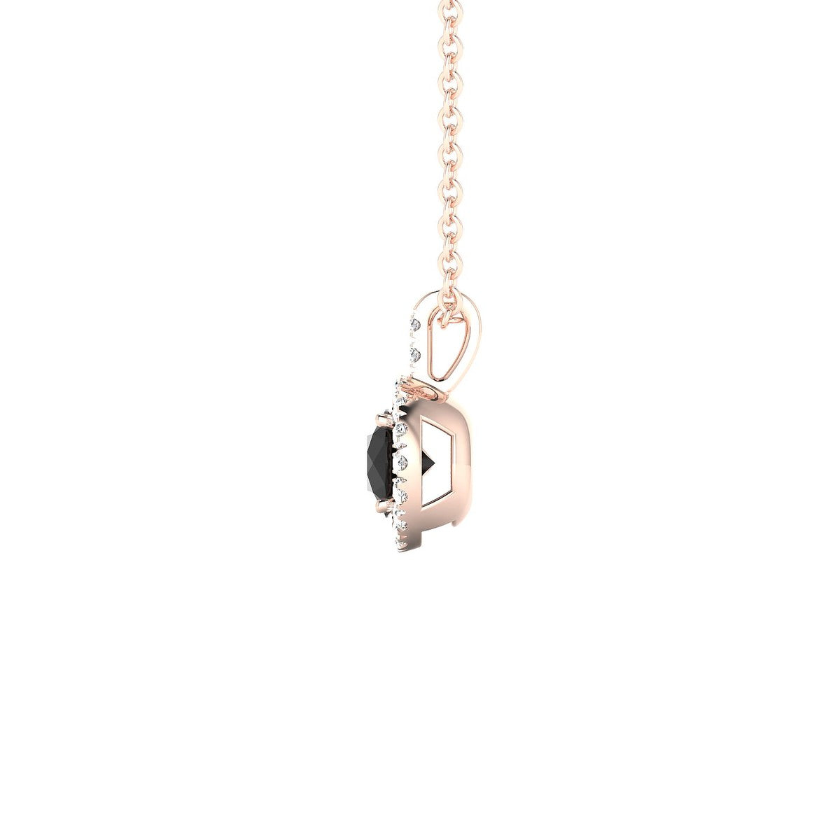 Sunrise | 18k Rose Gold 4.5 mm Round Black Diamond Pendant