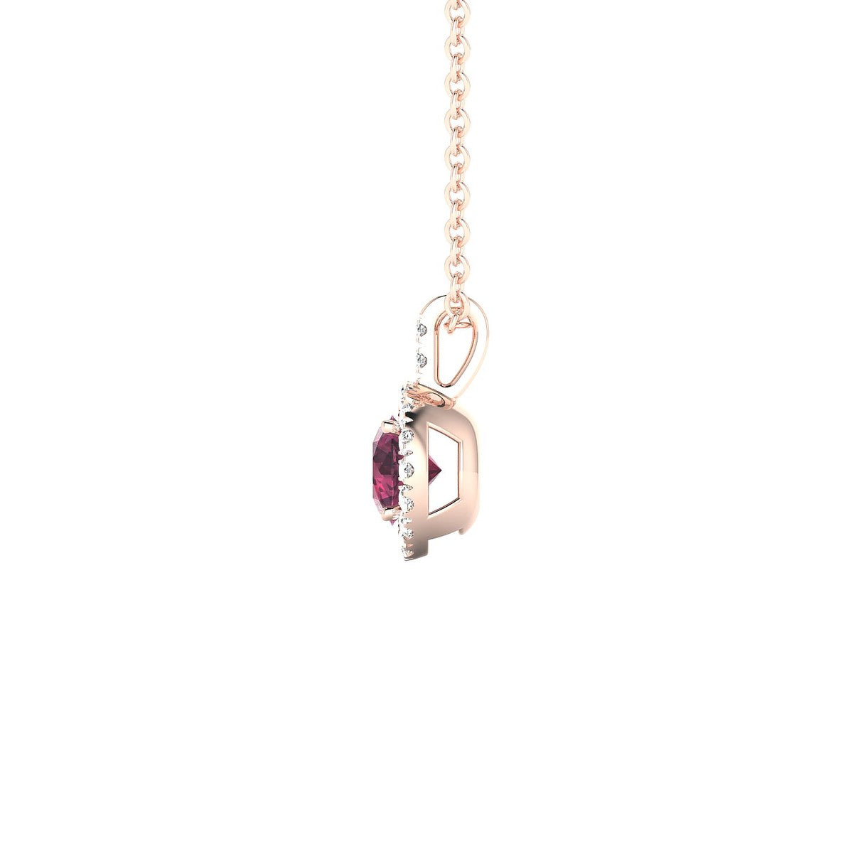 Sunrise | 18k Rose Gold 4.5 mm Round Rhodolite Pendant