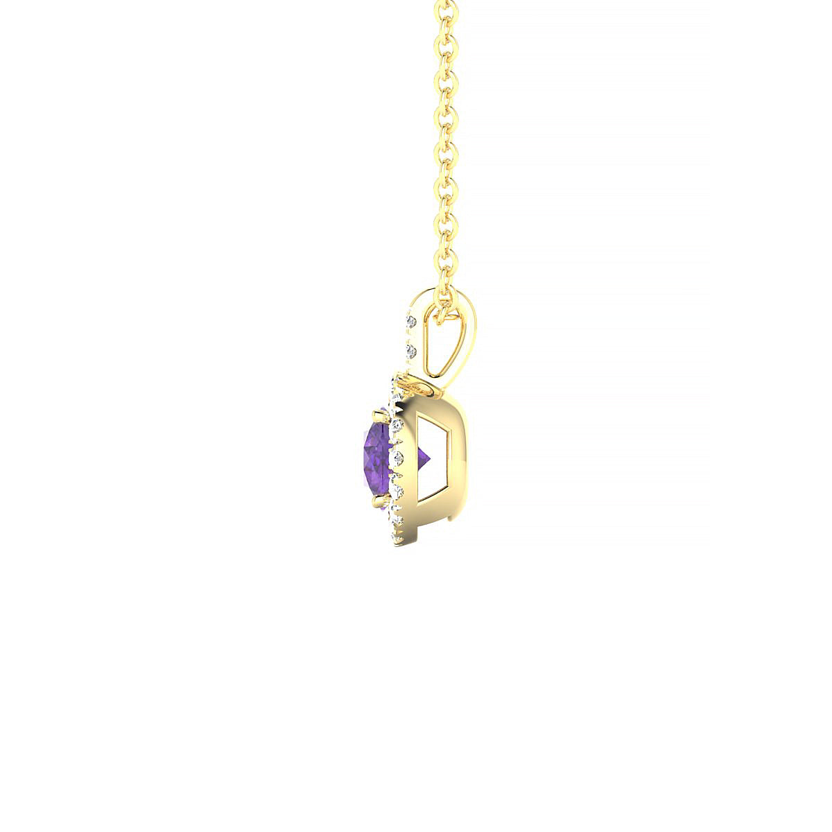 Sunrise | 18k Yellow Gold 4.5 mm Round Amethyst Pendant