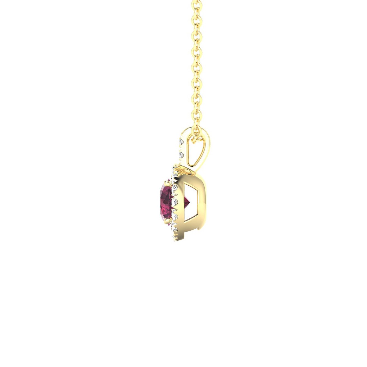 Sunrise | 18k Yellow Gold 4.5 mm Round Rhodolite Pendant