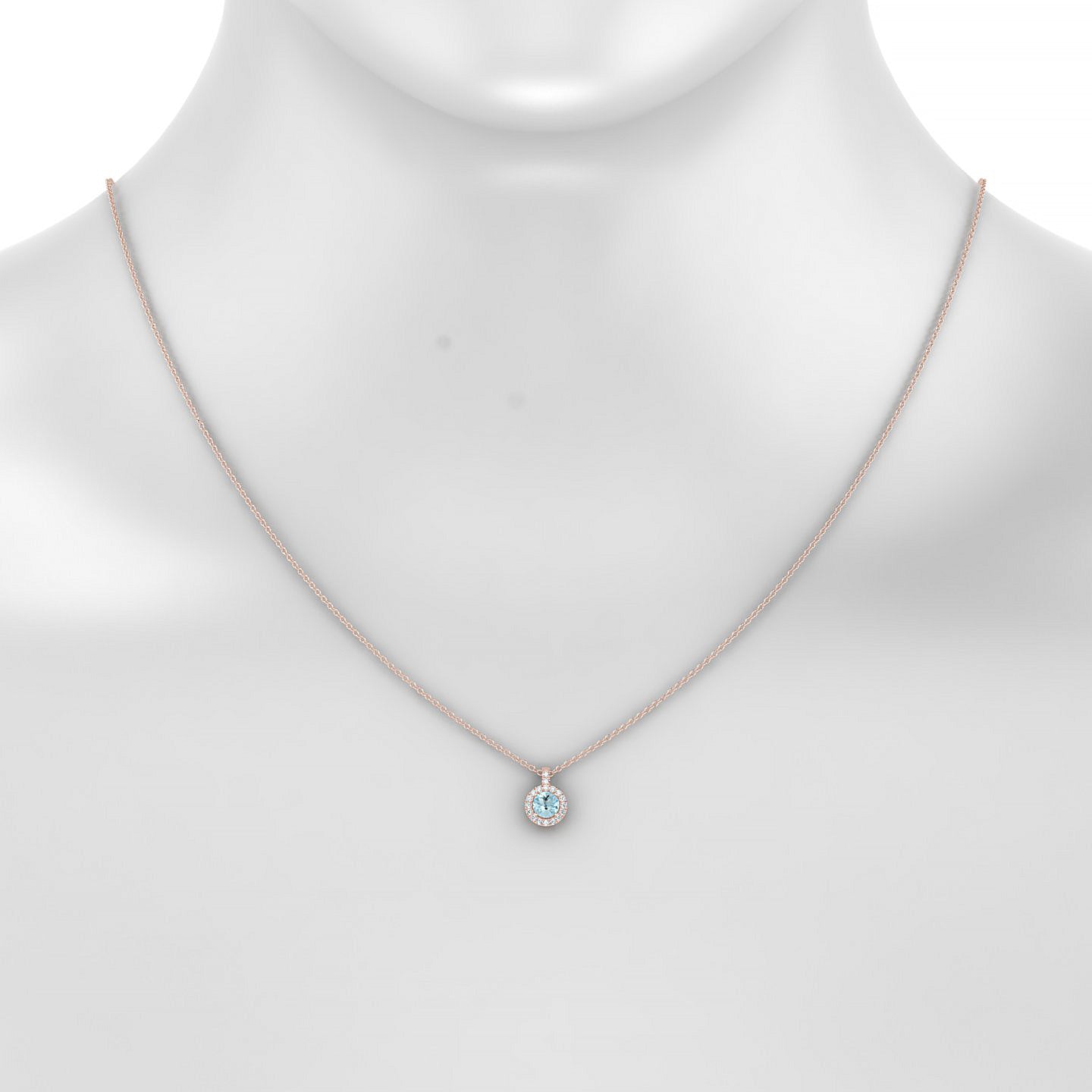 Sunrise | 18k Rose Gold 4.5 mm Round Aquamarine Pendant